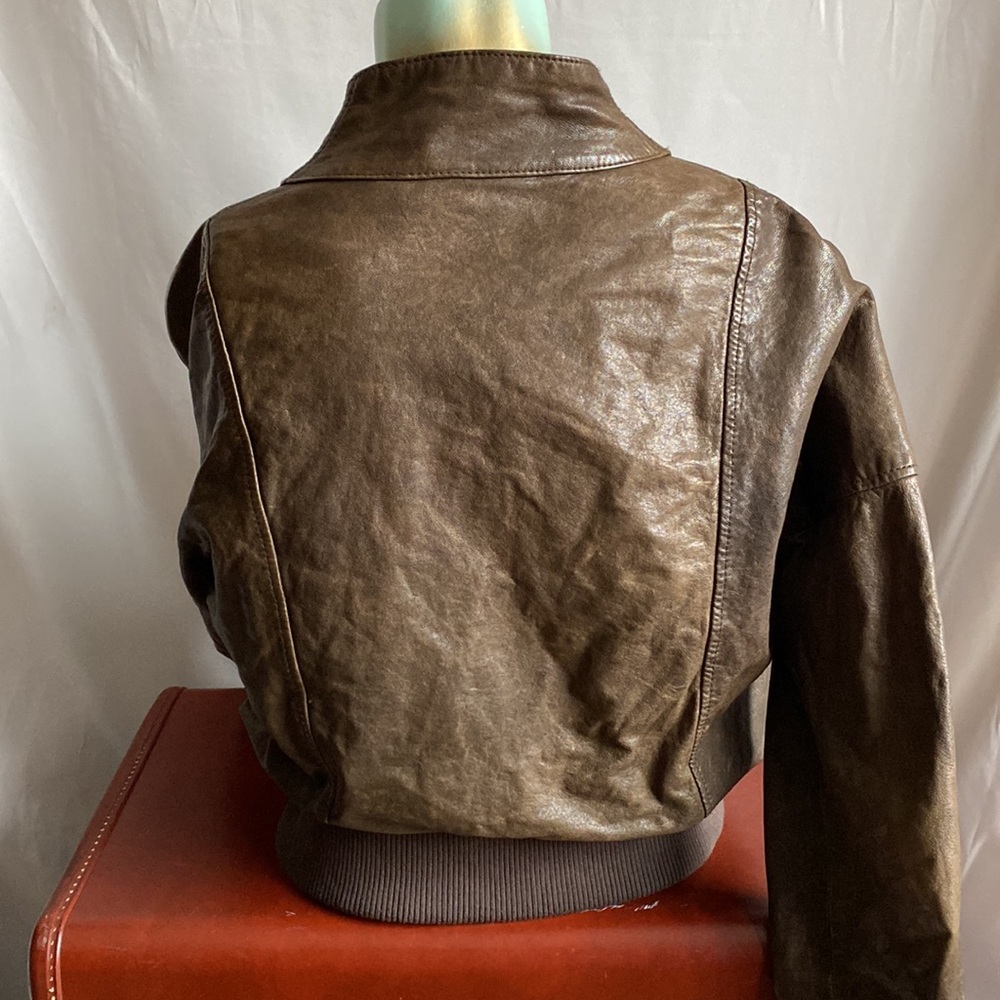 Genuine leather Olive green jacket - Picture 15 of 16